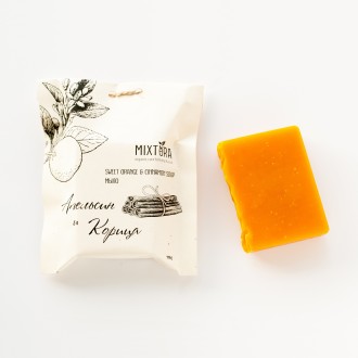 Натуральное 100% мыло холодной варки Апельсин и корица MIXTURA, 110-115 г